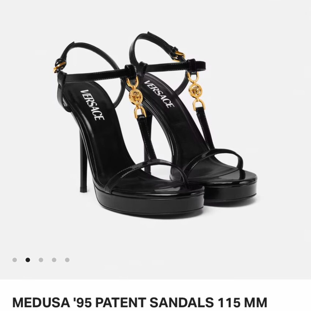 Versace Medusa 95 Patent Sandal Heel size 38 black and gold